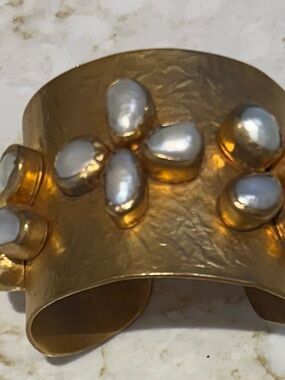 Gold metal cuff bracelet